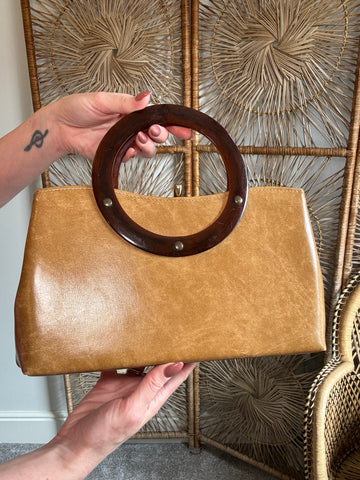 Vintage Tan Ring Handle Bag