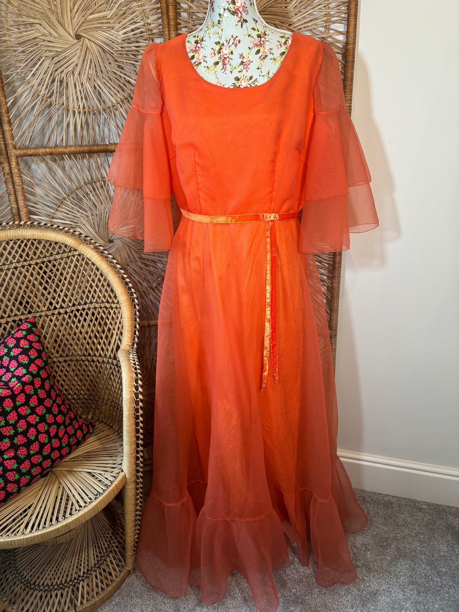 1970s Rust Maxi Dress