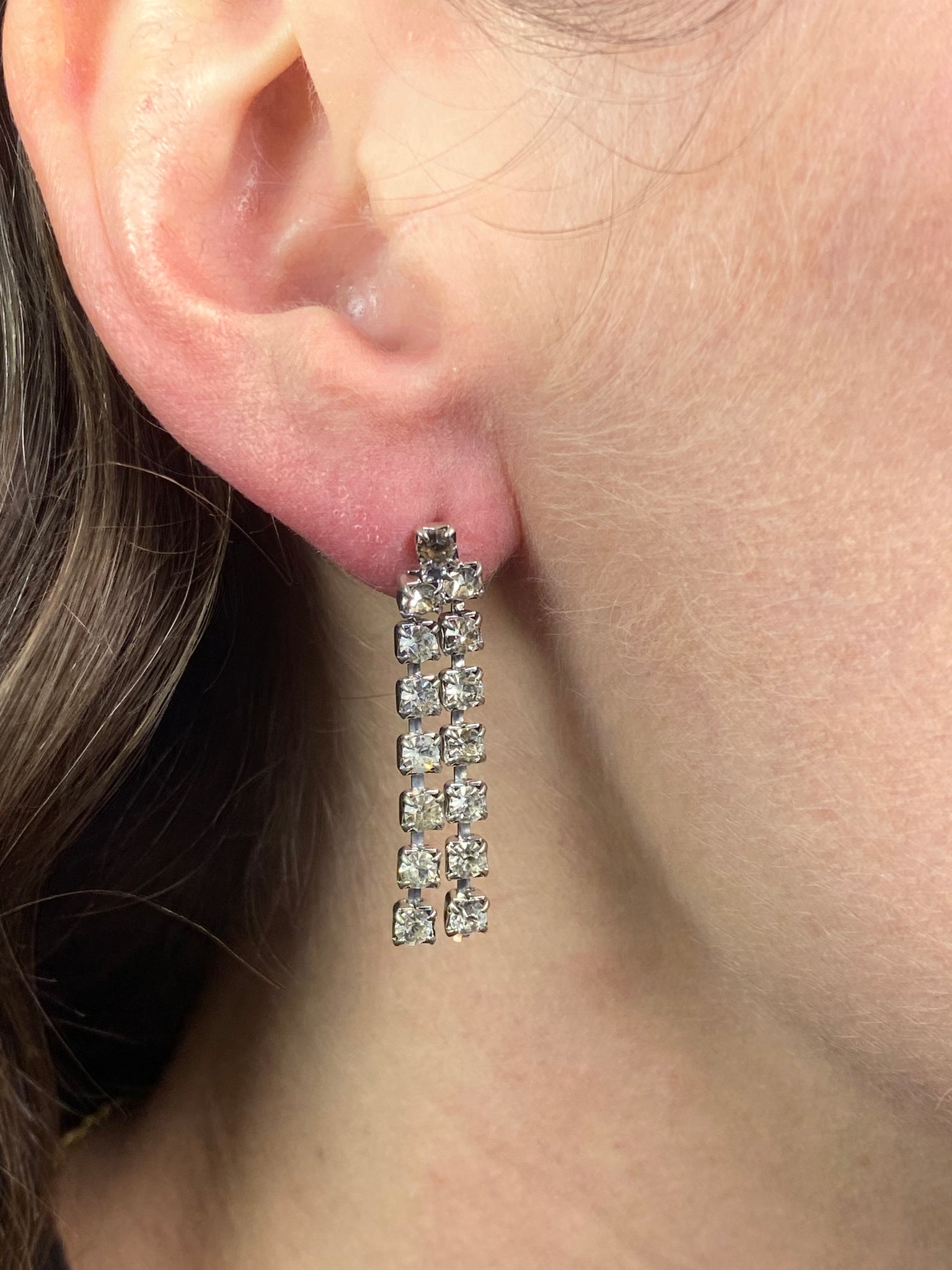 Rhinestone Double Drop Earrings