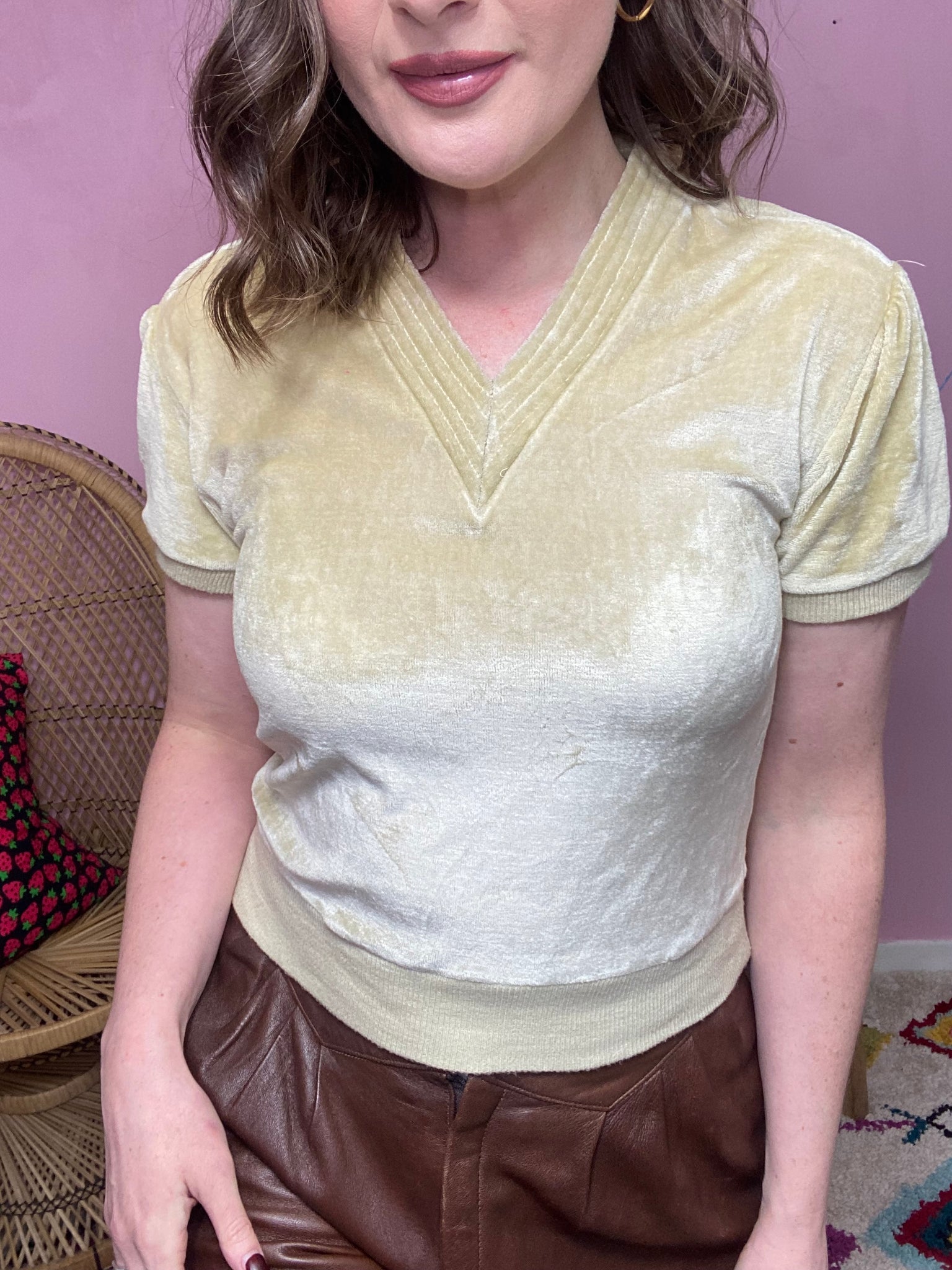 70s Champagne Velour Top
