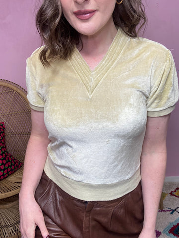 70s Champagne Velour Top