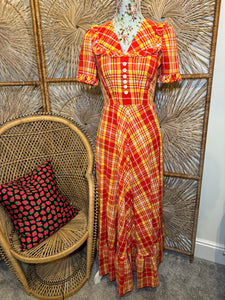 70s Check Maxi Dress