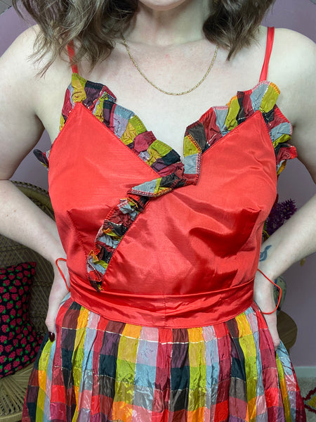 70s Check Party Dress