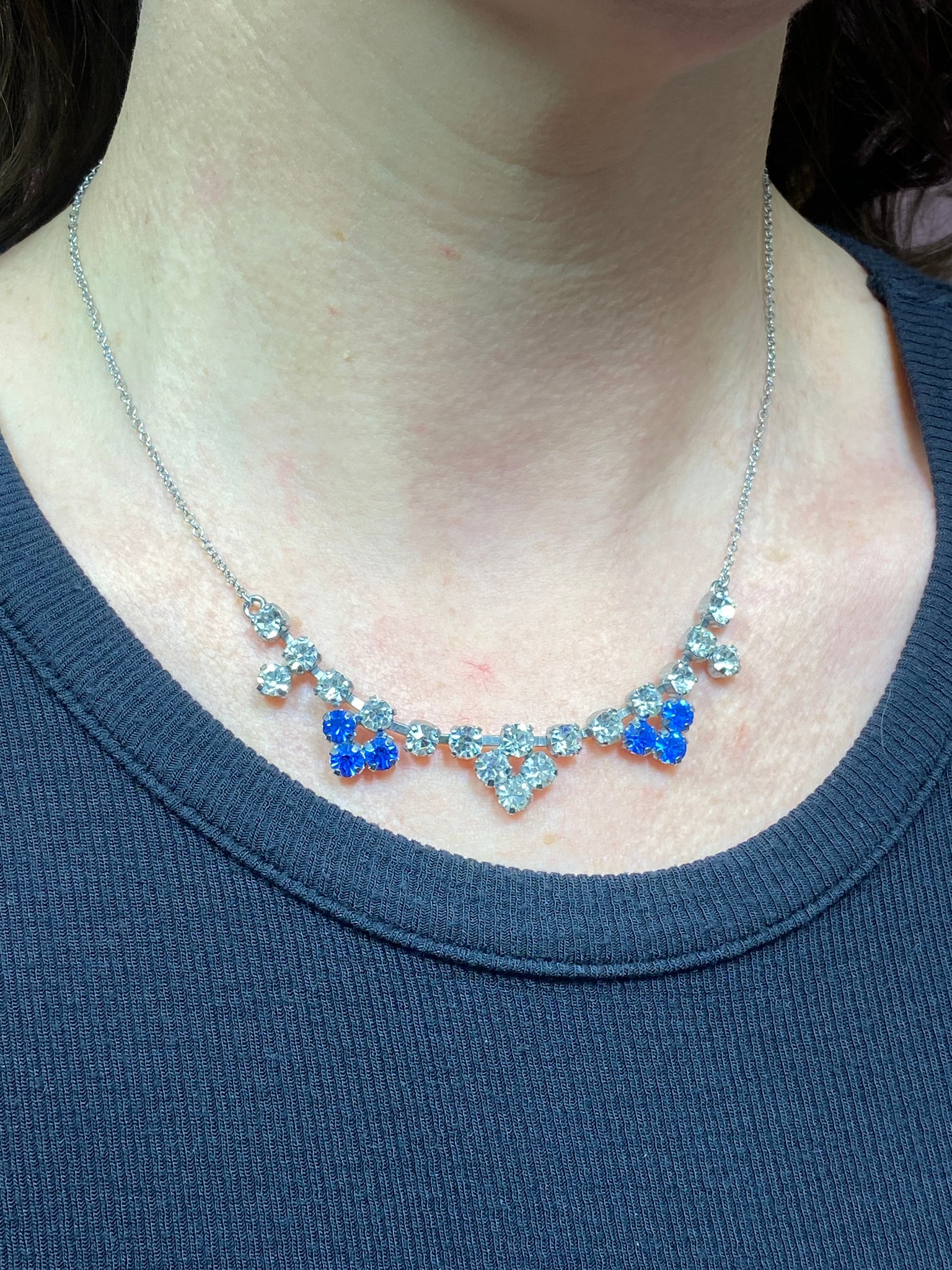 Rhinestone & Blue Stone Necklace