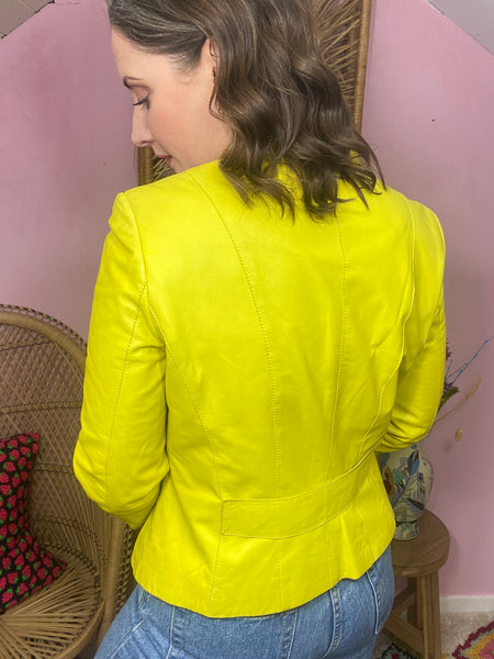 Y2K Yellow Leather Jacket