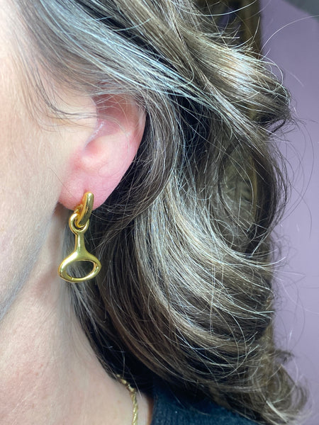 Gold Tone Horse Bit Earrings