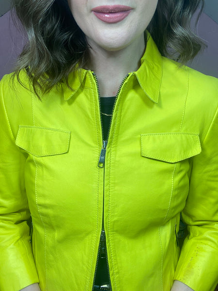 Y2K Yellow Leather Jacket