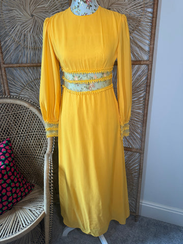 70s Sunflower Yellow Maxi Dress