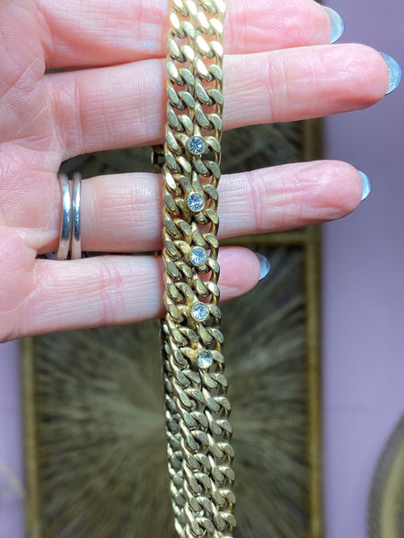 Gold Tone Double Curb Chain Necklace