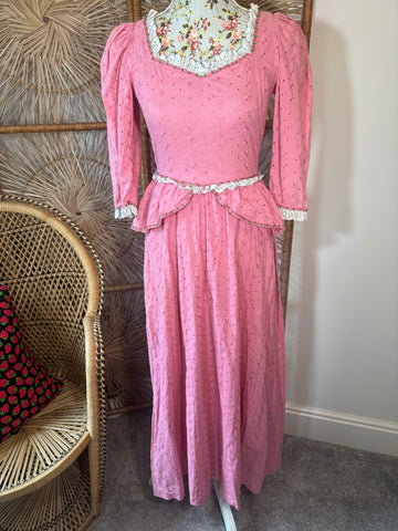 Vintage pink Broidery Anglaise Dress